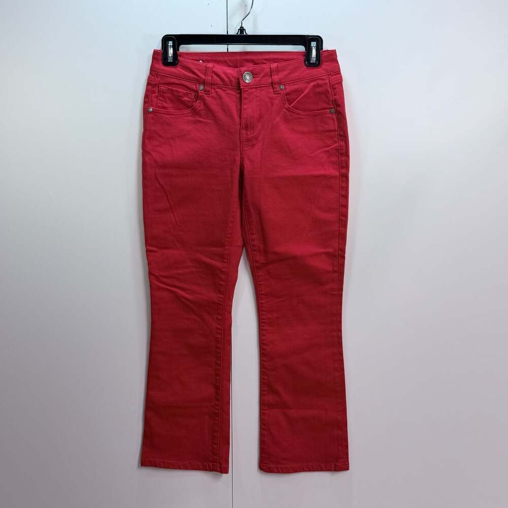 Cabi Red Cropped Flare Jeans Style 6496